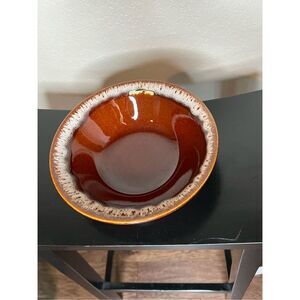 Vintage brown drip ceramic bowl - size 8.5in x 3.5in